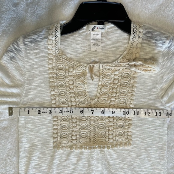 M. Fasis. White Embellished Tie Front Blouse. #053 - Picture 6 of 7